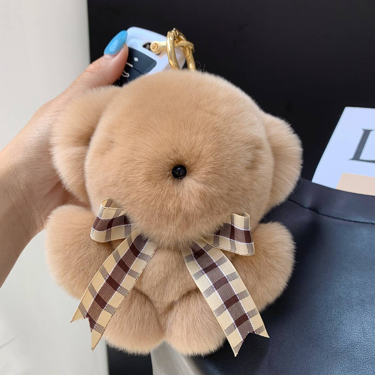 CUTE BEAR DOLL FUR BAG PENDANT CAR KEYCHAIN