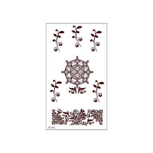 Realistic Brown Henna Tattoo Stickers Waterproof_CWMM8347
