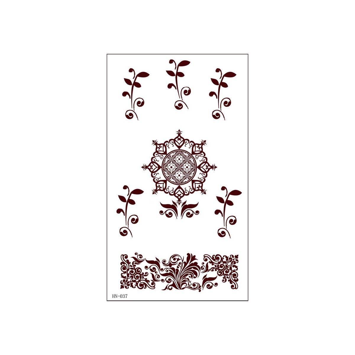 Brown Red Henna Style Tattoo Stickers Waterproof_CWMM8344