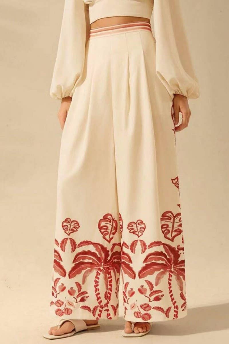 CWBLP2032_FLORAL PRINT LOOSE HIGH-WAIST WIDE LEG PANTS