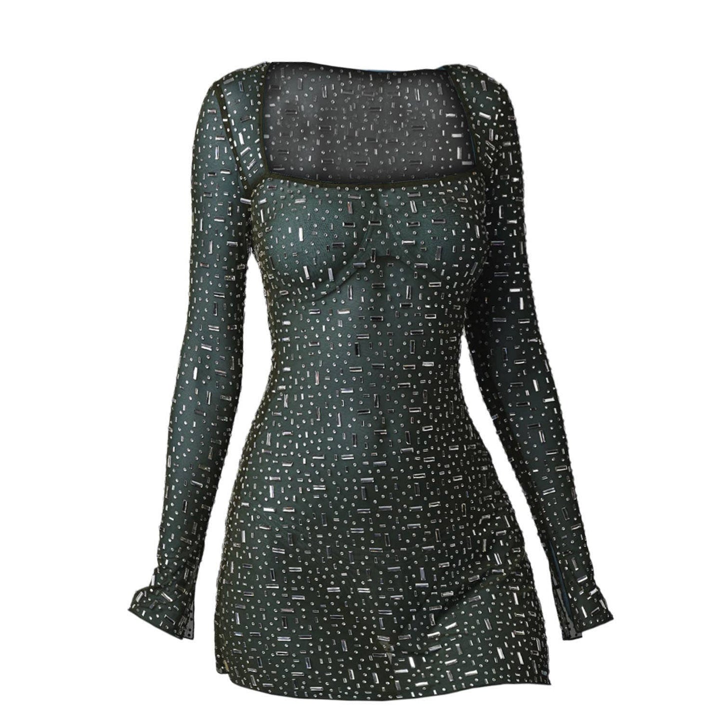 Sequin hot drill semi-see-through dress