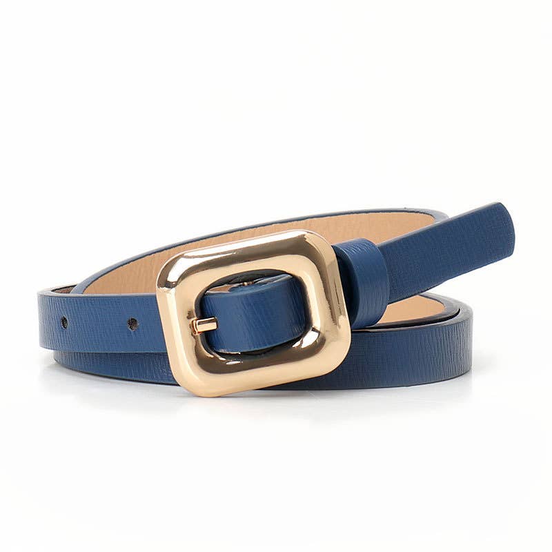 Simple alloy square buckle women's belt
