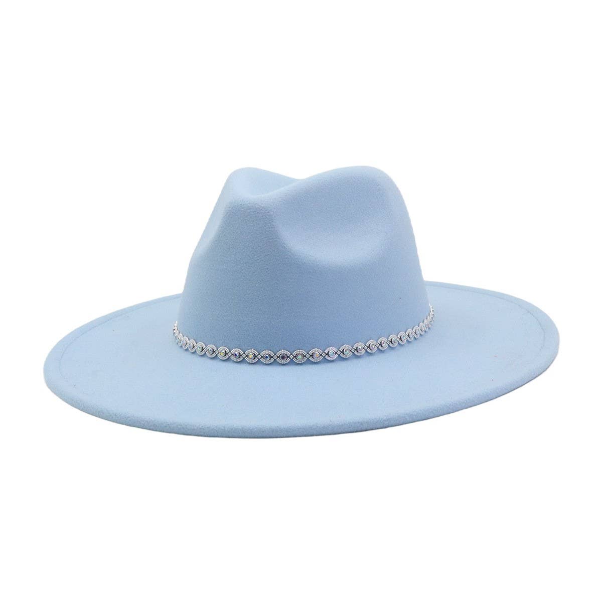 Heart Top Wide Brim Wool Blend Fedora Hat for All_CWAH04389