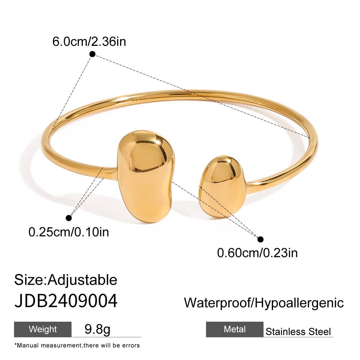 Waterdrop Cuff Bracelet & Stud Earrings Set