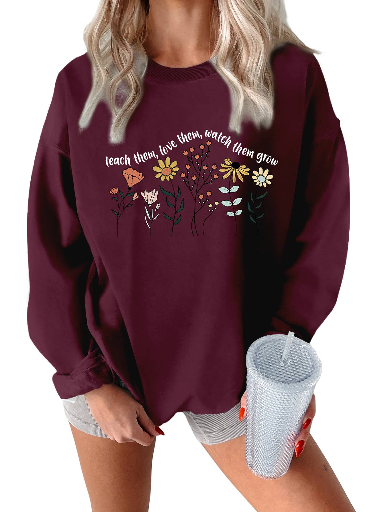 Teach them love printed thickened warm hoodie