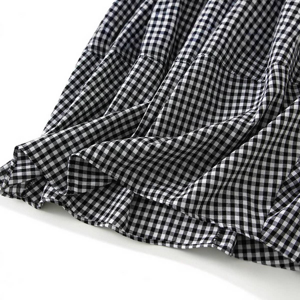 ELASTIC WAIST A-LINE MID-LENGTH PLAID LANTERNSKIRT