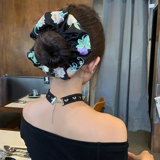 HEAVY EMBROIDERY SATIN HAIRBAND HAIR ACCESSORIES