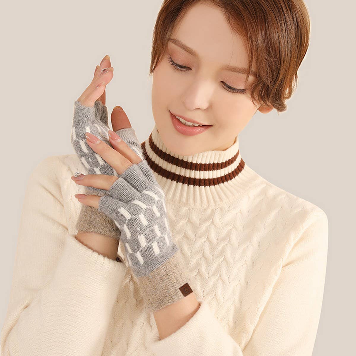 WINTER WARM KNITTED FIVE-FINGER HALF-FINGER GLOVES_CWAG0380