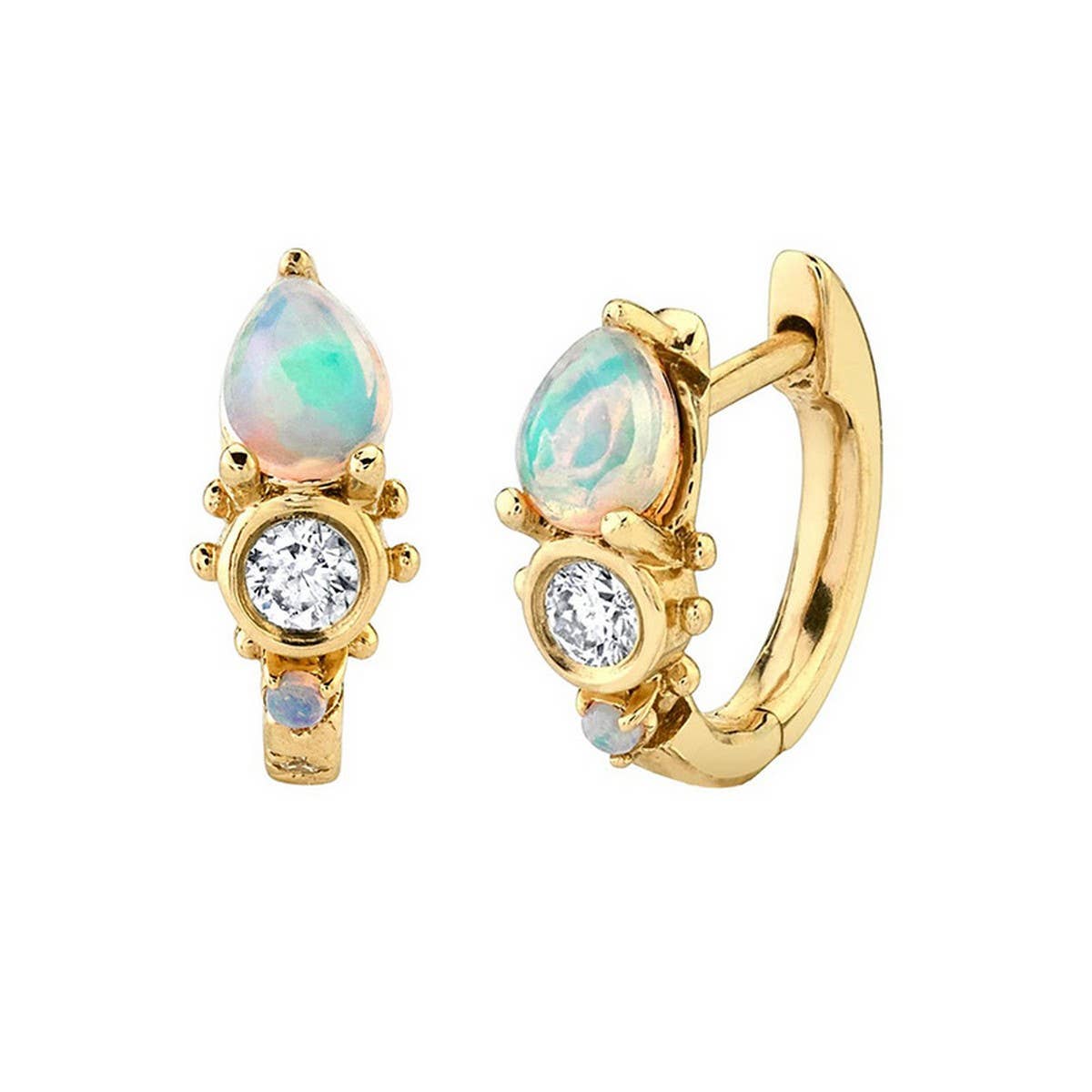 DROP-SHAPED OPAL AND DIAMOND EARRINGS