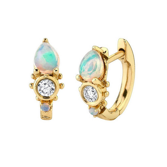 DROP-SHAPED OPAL AND DIAMOND EARRINGS