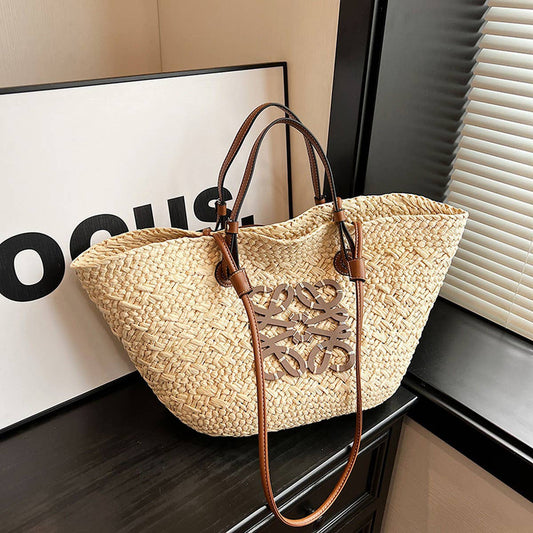 BEACH BAG LARGE CAPACITY FASHIONABLE WOVEN BAG_CWAB2303