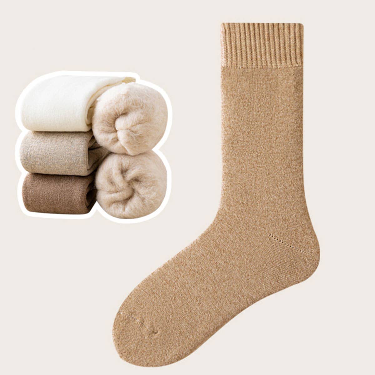 Thermal Fleece-Lined Crew Socks for Women, Winter