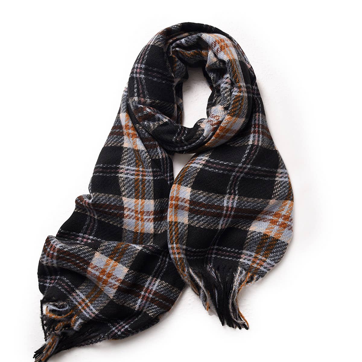 Plaid Winter Scarf for Women ??Soft Tassel Shawl_CWASC0224