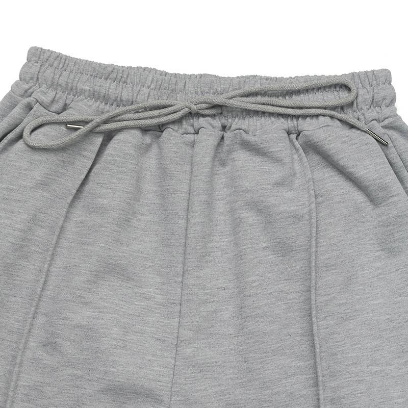 Elastic high-waisted straight-leg sweatpants