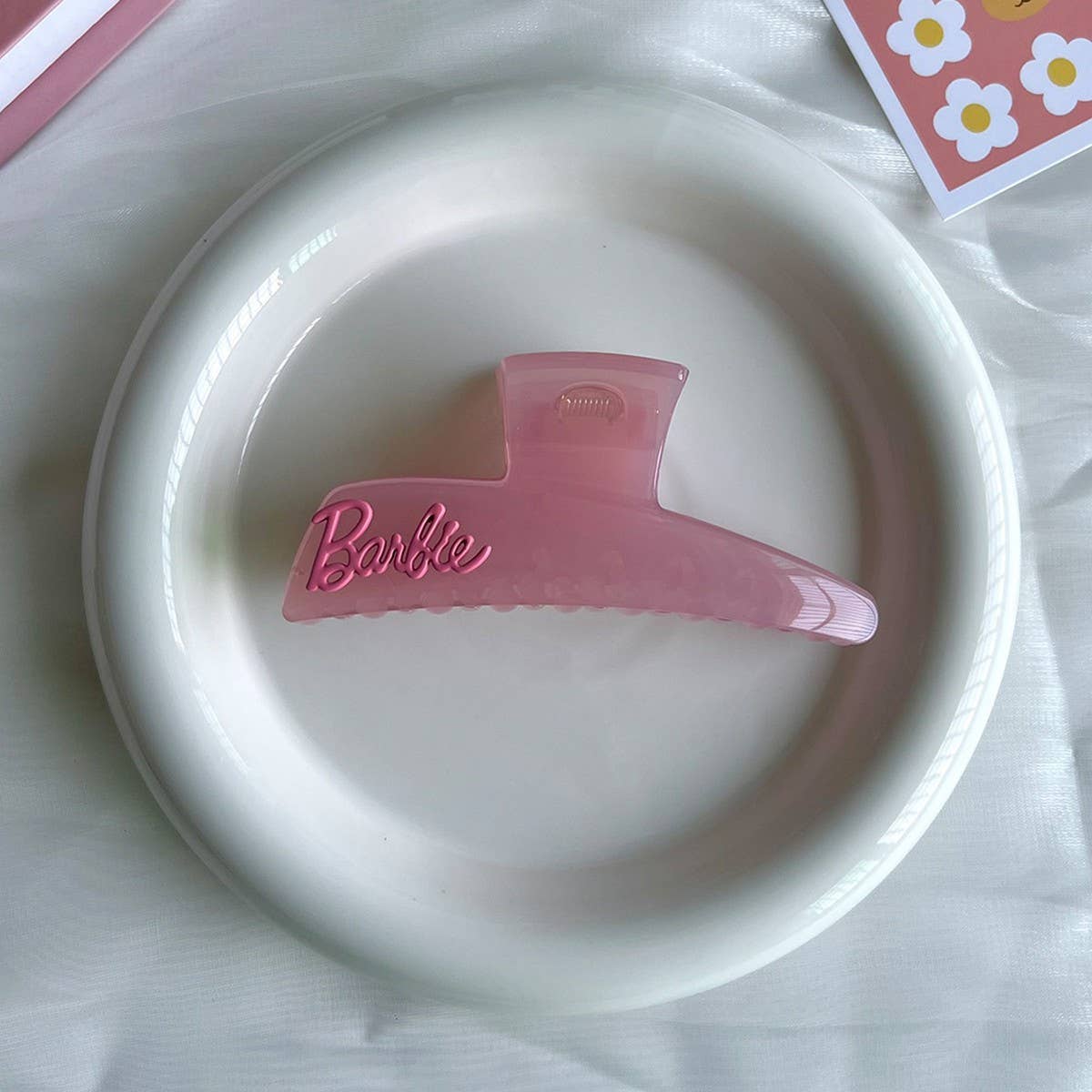 Pink Barbie Girl Hair Claw ??Alloy Letter Clip_CWAHA5761