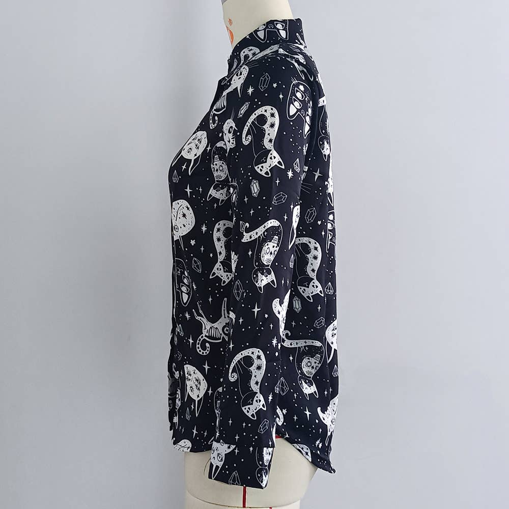 Long sleeve print loose abstract print shirt
