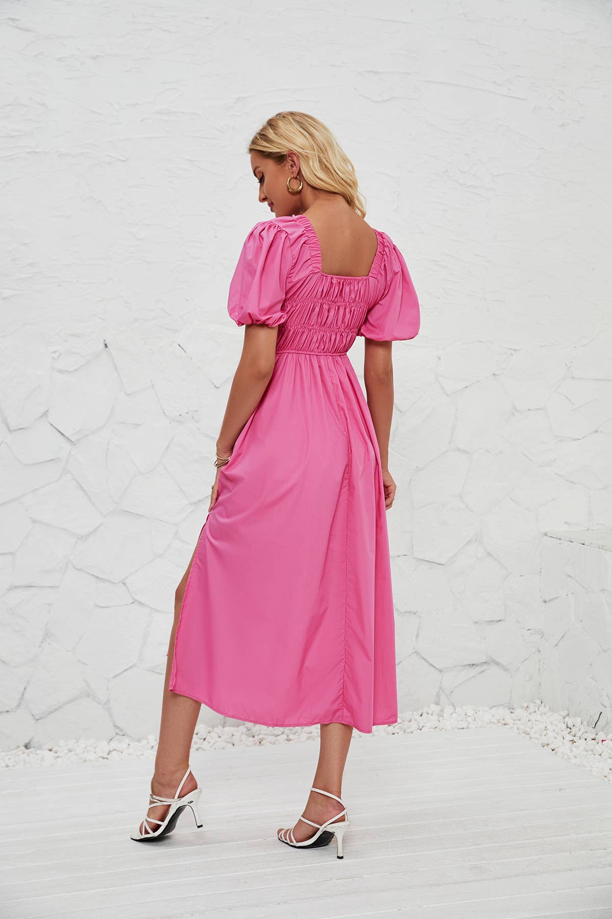 LOOSE TUNIC SKIRT V-NECK SHORT-SLEEVED DRESS