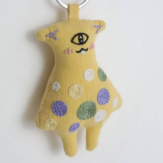 Hand-Embroidered Lock Circle Bear Plush Charm