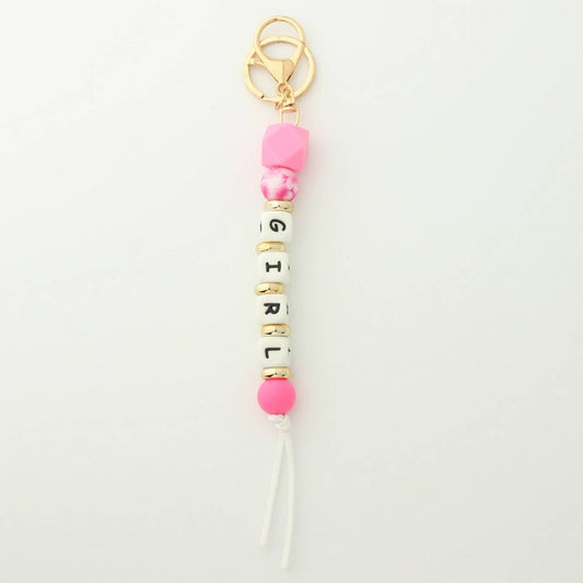 Silicone Bead Keychain with Letter and Wooden Disc_CWAB5104