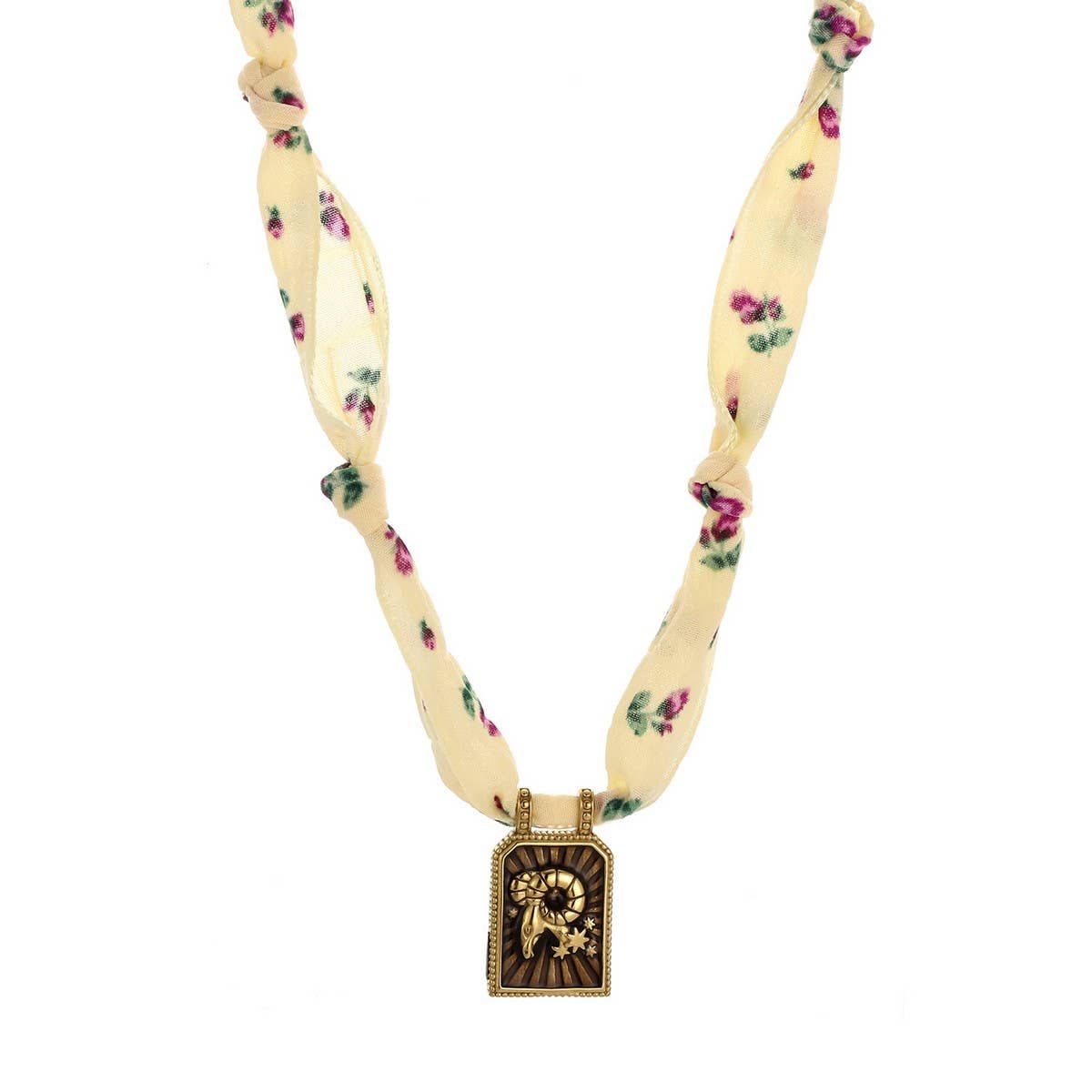 Handmade Zodiac Silk Scarf Necklace with Enamel