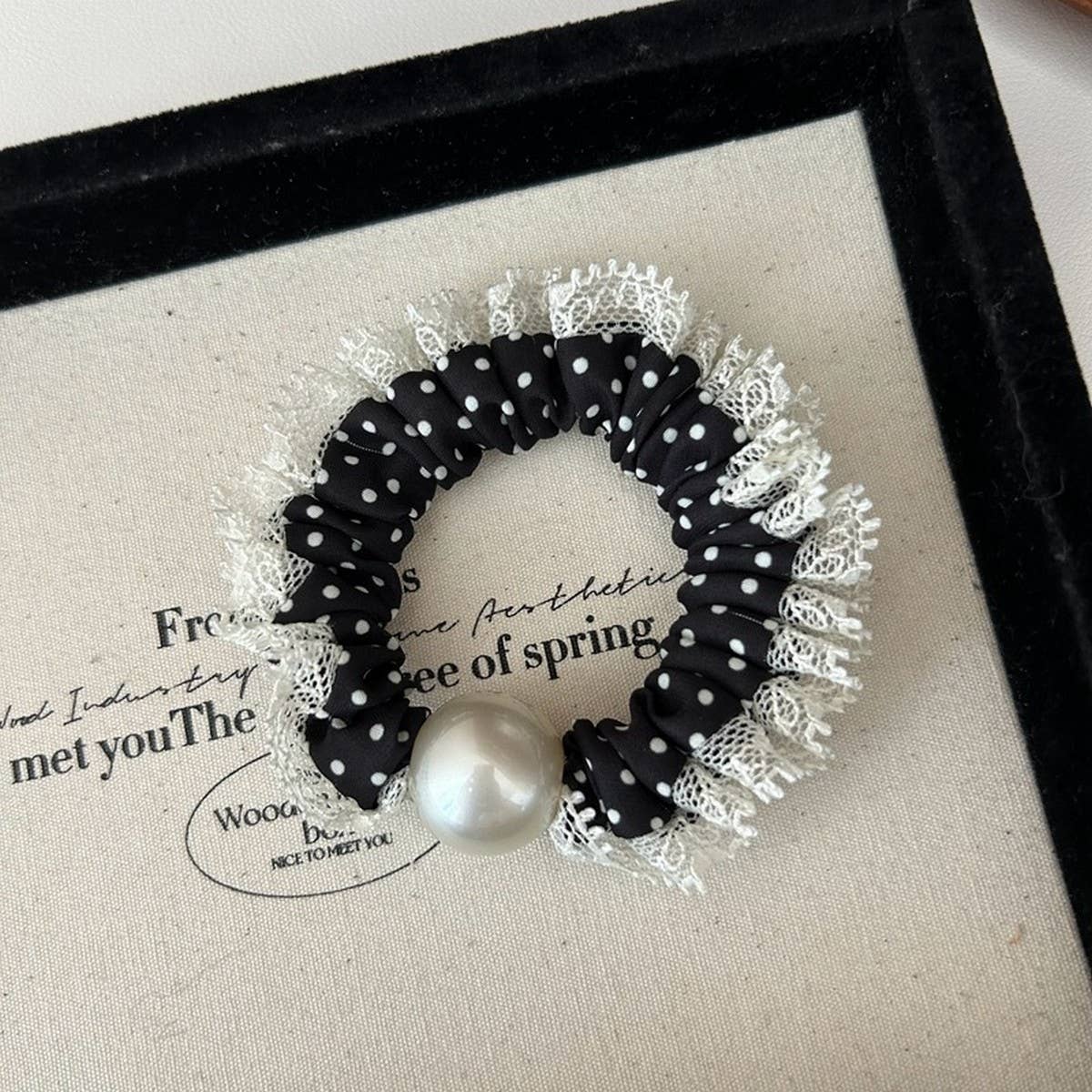 CURLY SMALL POLKA DOT HAIR SCRUNCHIES