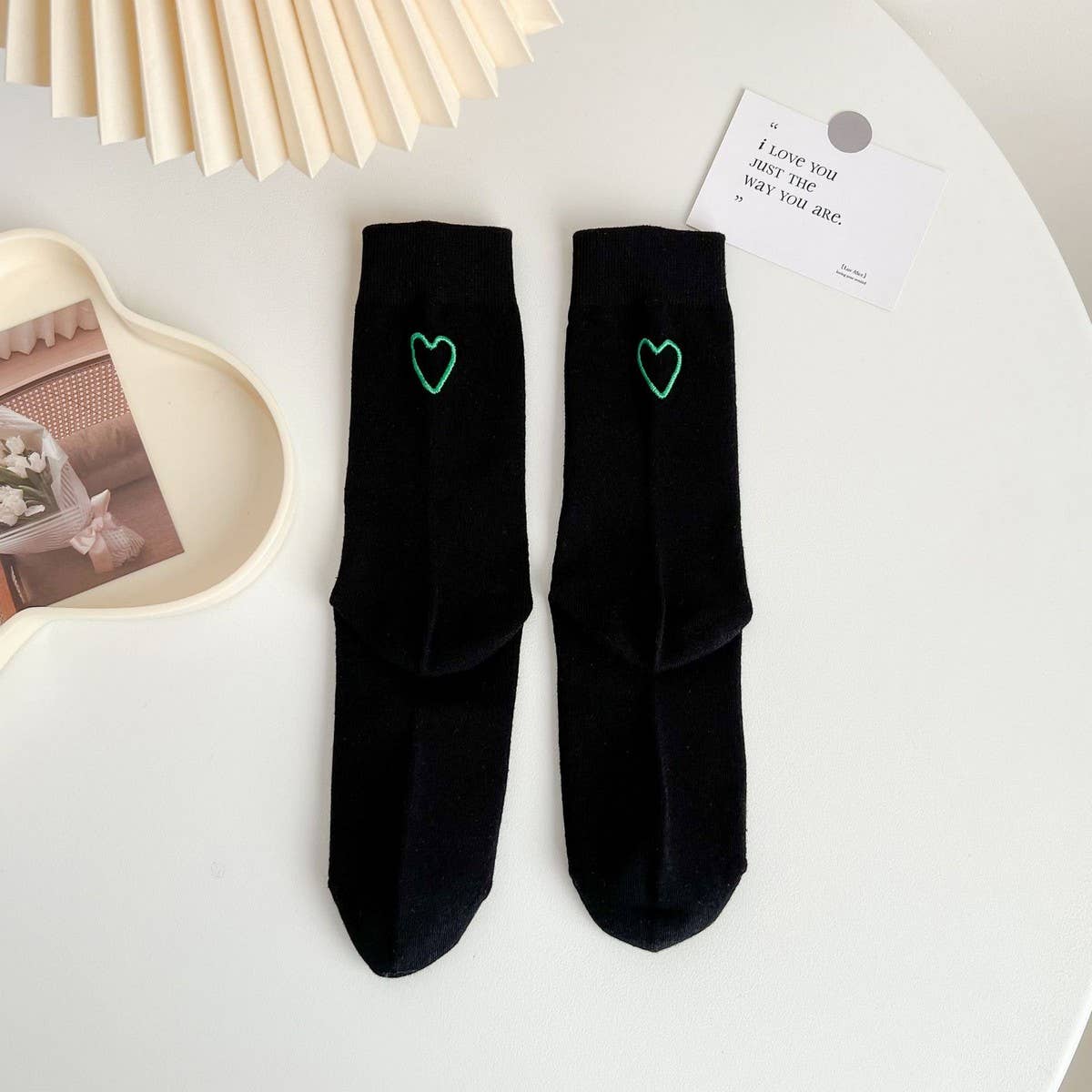 NEW COTTON ALL-MATCH EMBROIDERED LOVE HEART SOCKS