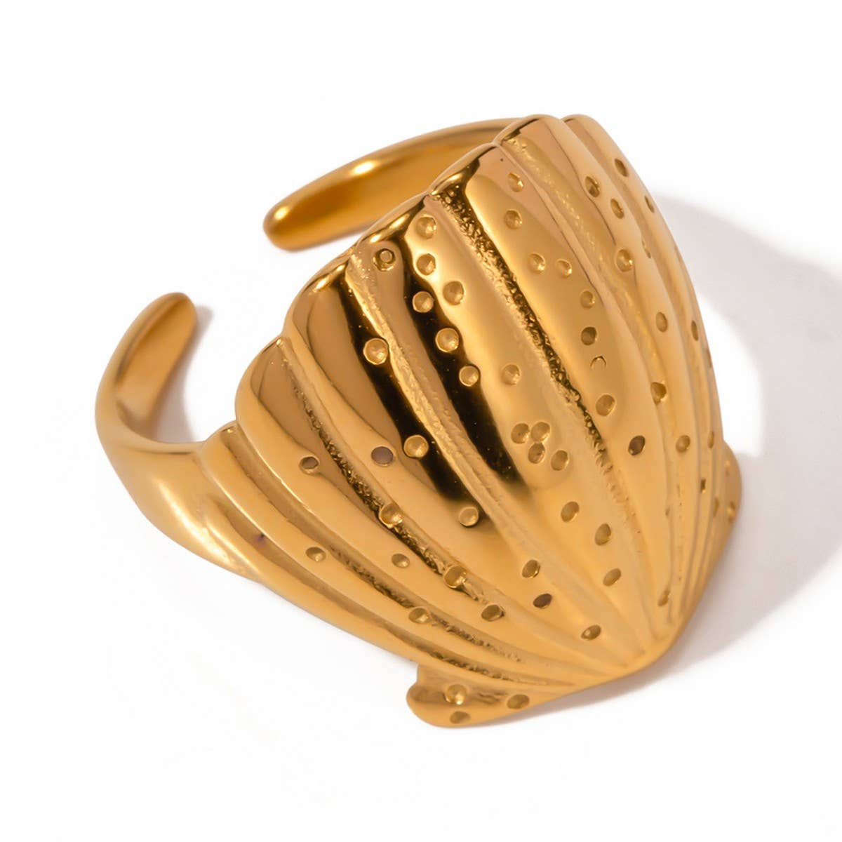 GOLD PLATED STAINLESS STEEL SHELL RINGS