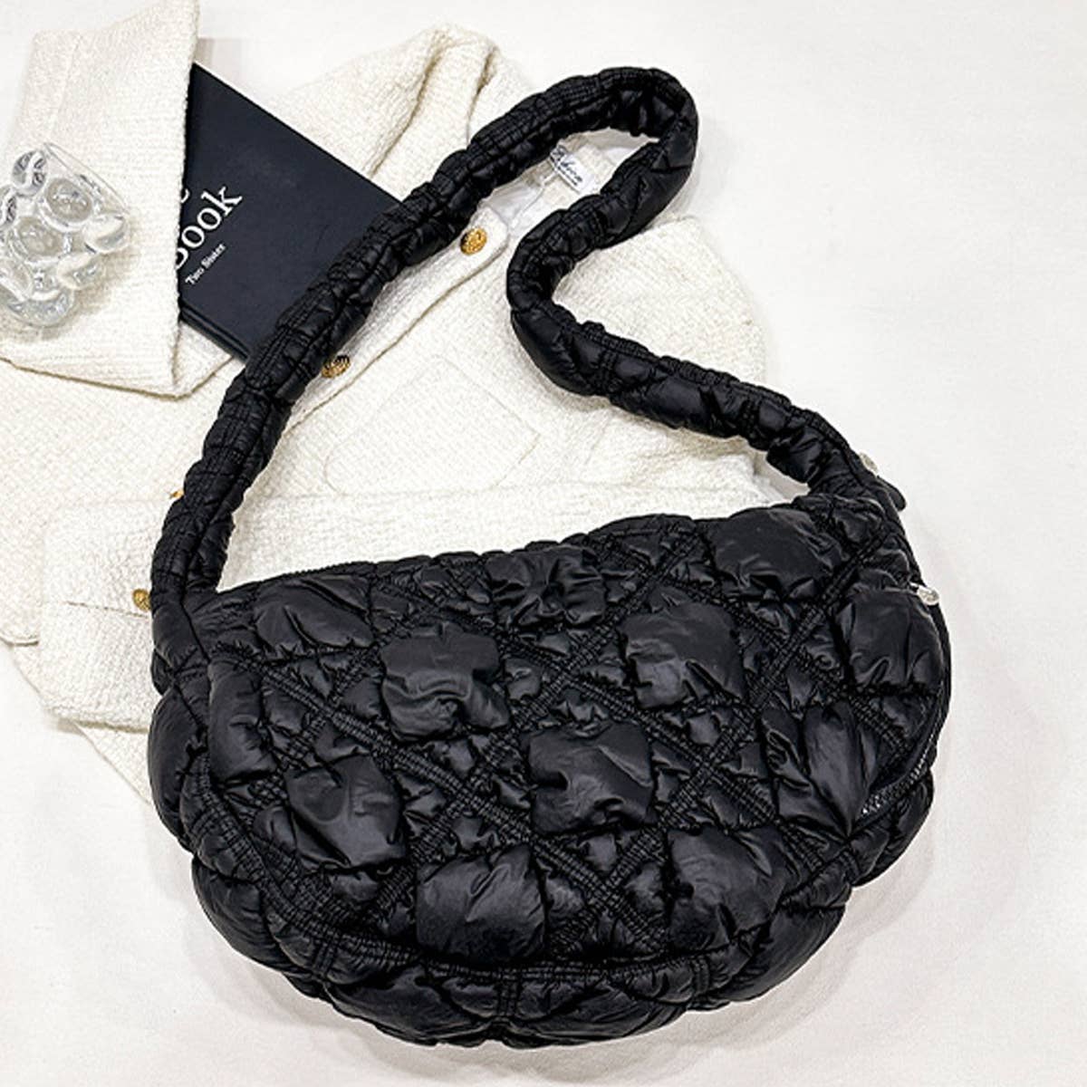 NEW DRAWSTRING PLEATED CROSSBODY BAG_CWAB1750