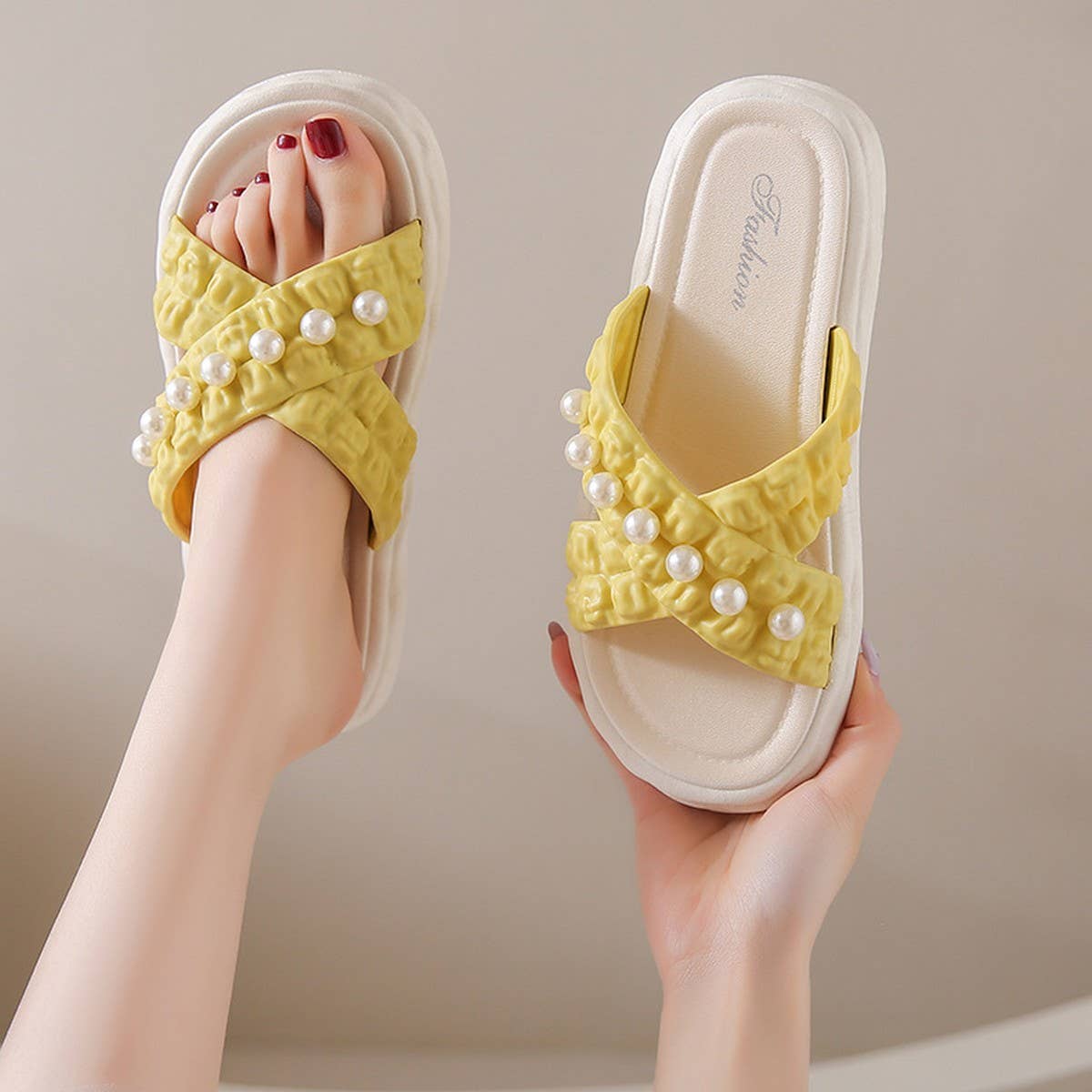 SUMMER BEACH SHOES PEARL CHAIN SANDALS_CWSHS0672