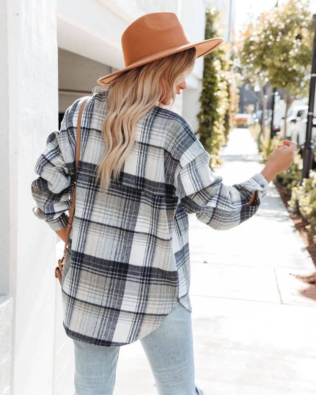 LONG SLEEVE PLAID SHIRT AND LONG WOOL COAT