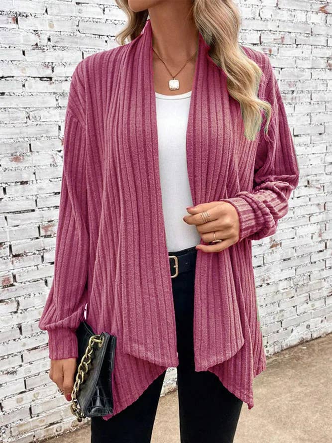 SOLID COLOR LOOSE UNBUTTONED CARDIGAN JACKET