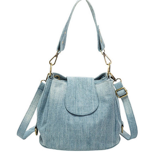 DENIM MULTI POCKET ONE SHOULDER BAG CROSSBODY BAG_CWAB1389