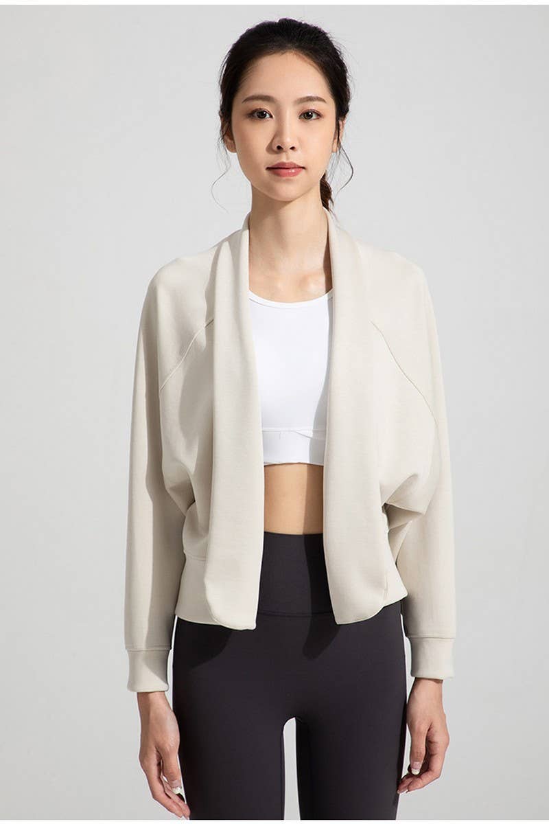 CWOCAL2164_MODAL LONG SLEEVE SHAWL YOGA TOP