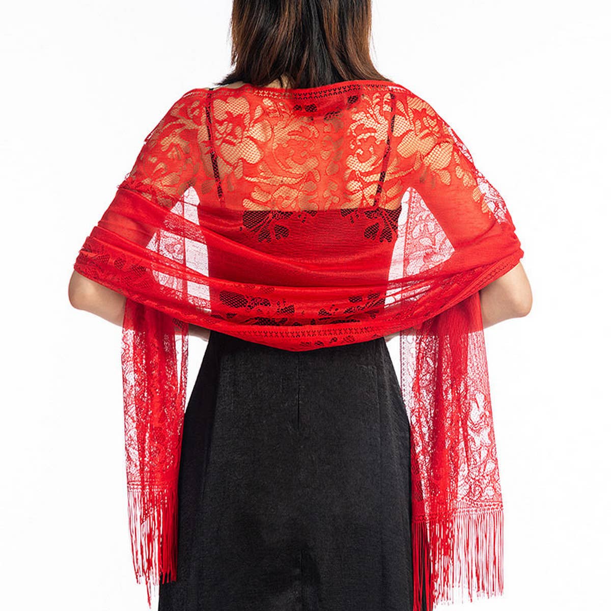 FASHIONABLE EVENING HOLLOW LACE SHAWL