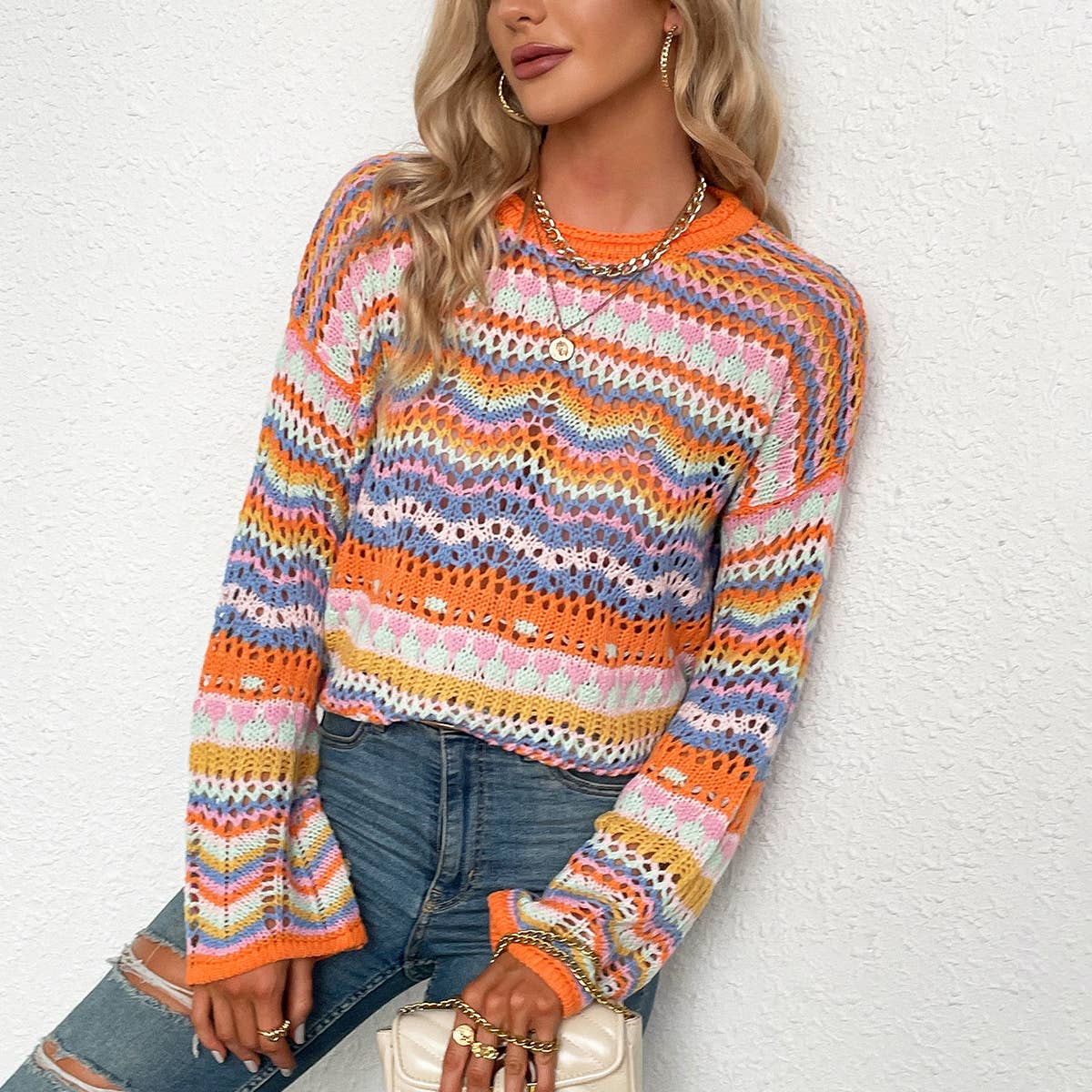 STRIPED CREW-NECK SWEATER IN ALTERNATE COLORS