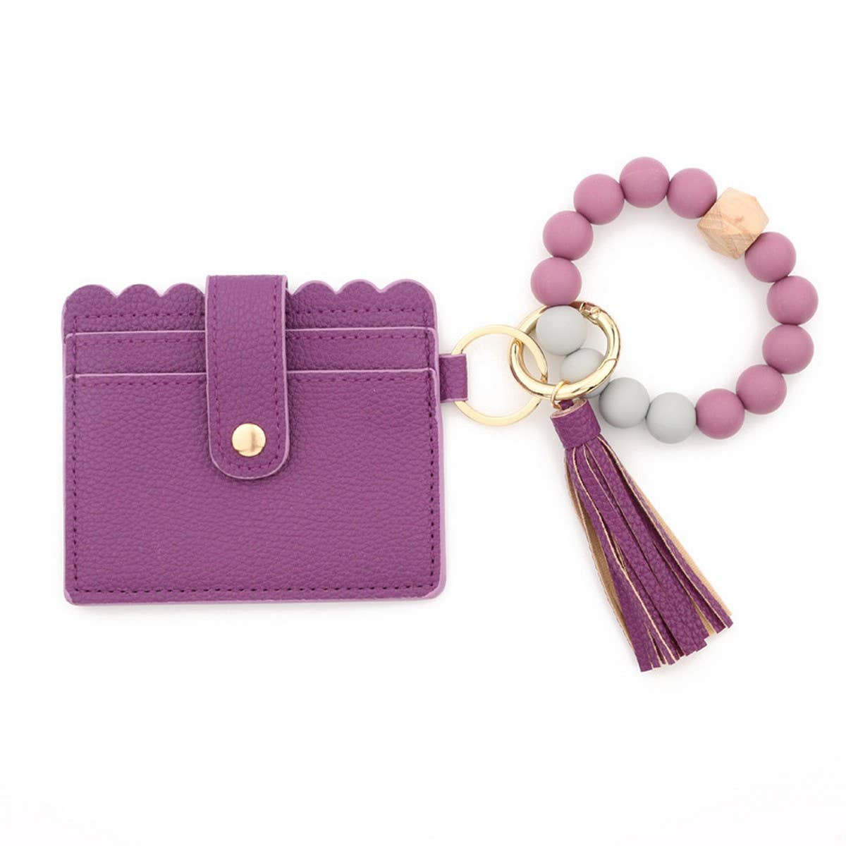 SILICONE BEAD BRACELET CARD BAG TASSEL KEYCHAIN