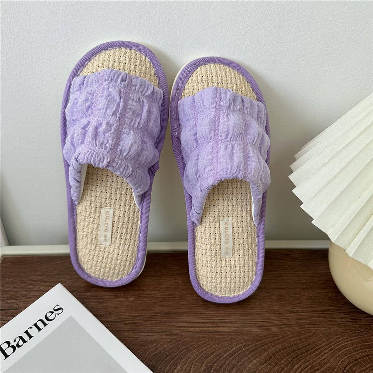 CLOUD PLEATED BUBBLE COTTON LINEN HOME SLIPPERS