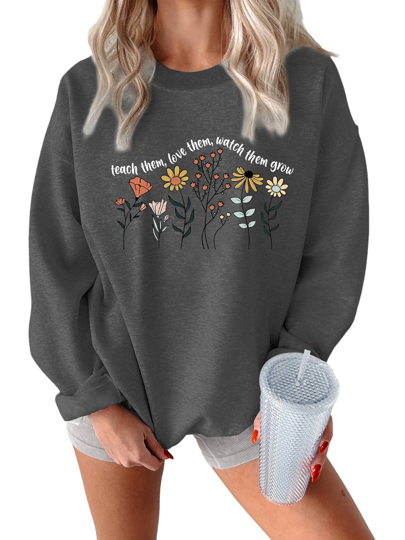 Teach them love printed thickened warm hoodie