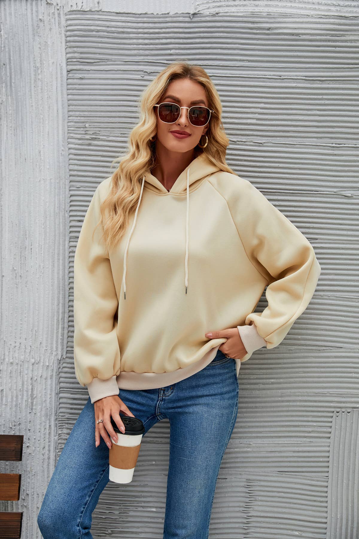 Fashion simple solid color casual hoodie