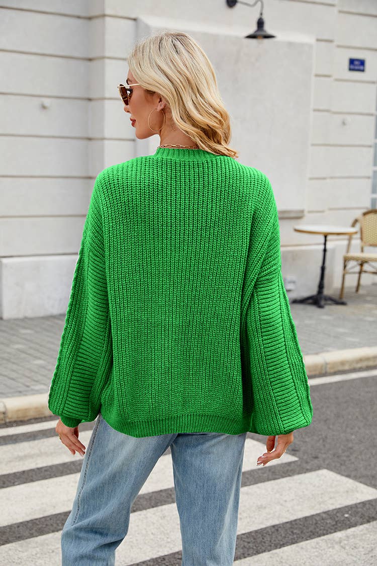 V-neck buttoned single-breasted knitted cardigan