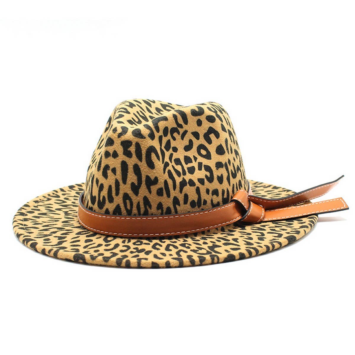 VINTAGE LEOPARD WOOLEN HAT COWBOY HAT FELT HAT_CWAH2603