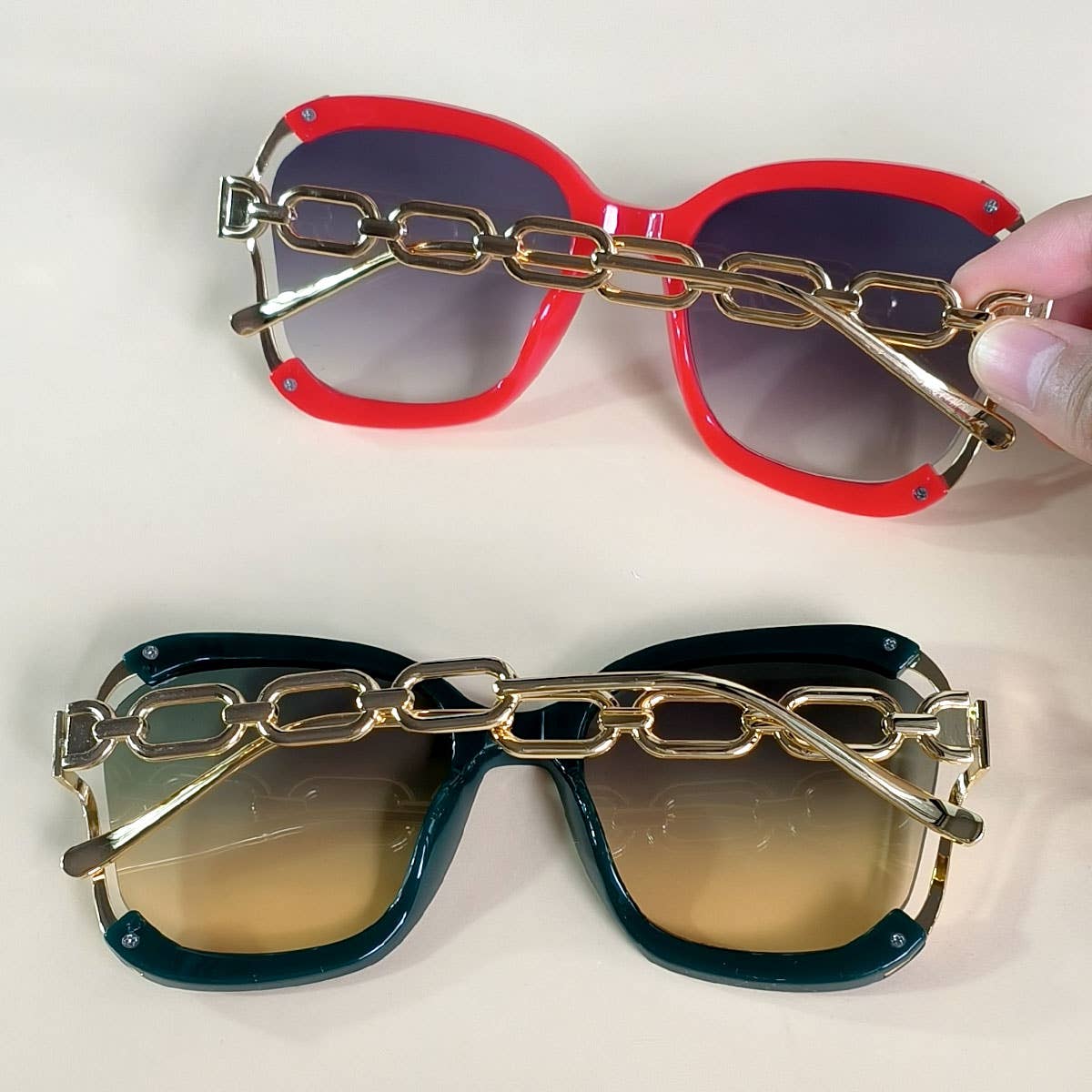 BIG FRAME CHAIN FASHION METAL SUNGLASSES_UV400_CWASG0276