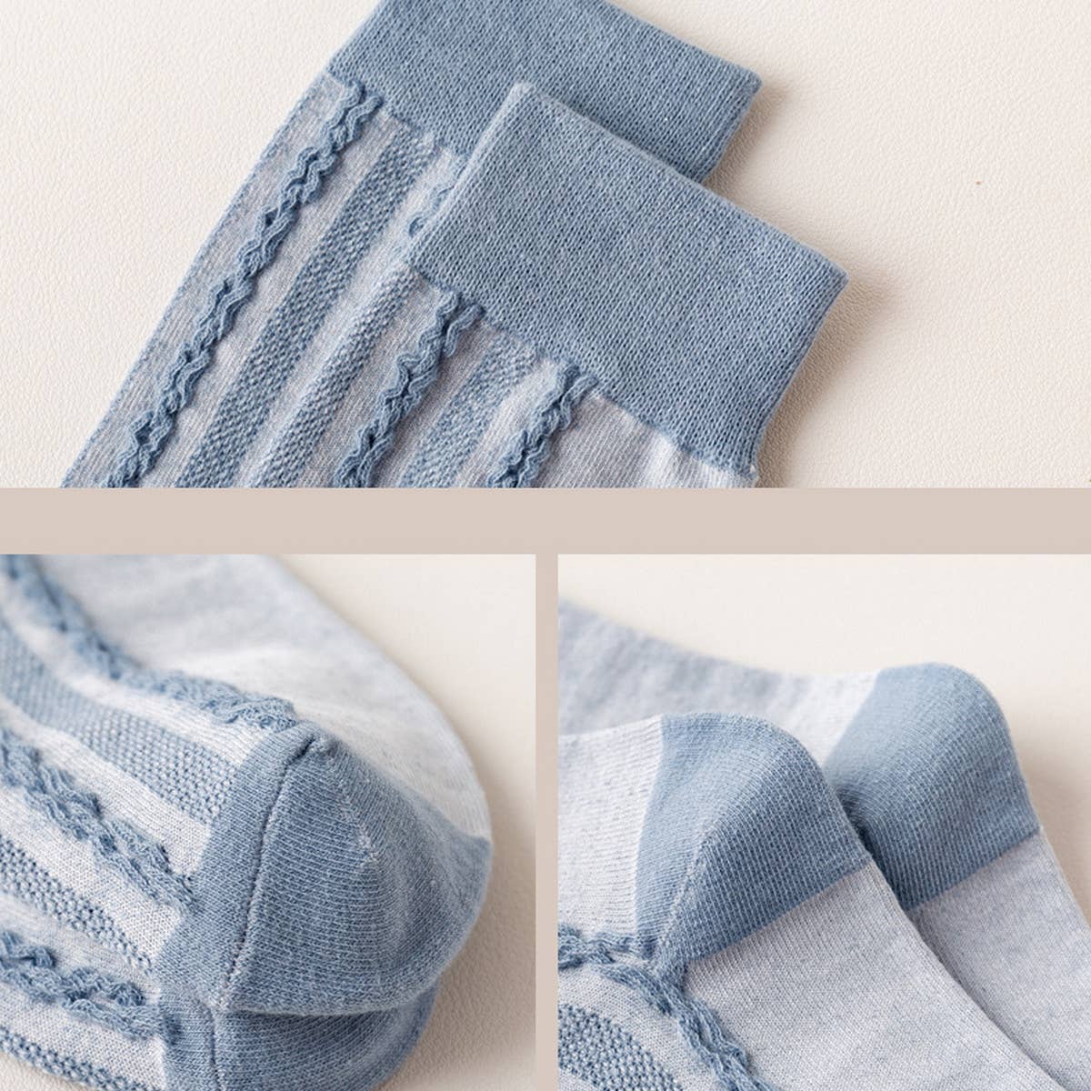 WOMEN BLUE STRIPED PLAID SOCKS