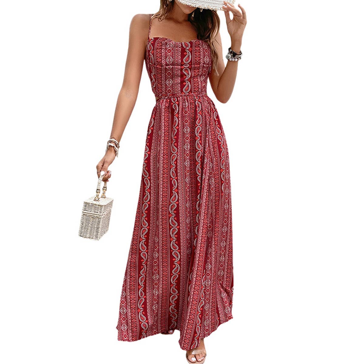 SLIMMING BOHEMIAN BACKLESS LONG HALTER DRESS