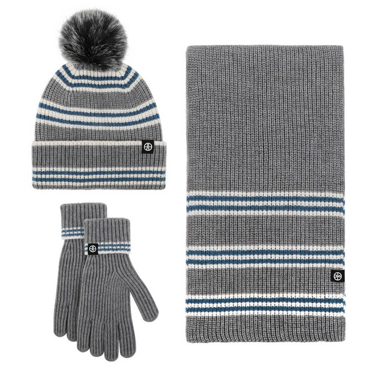 NEW KNITTED HAT, SCARF AND GLOVES THREE-PIECE SET