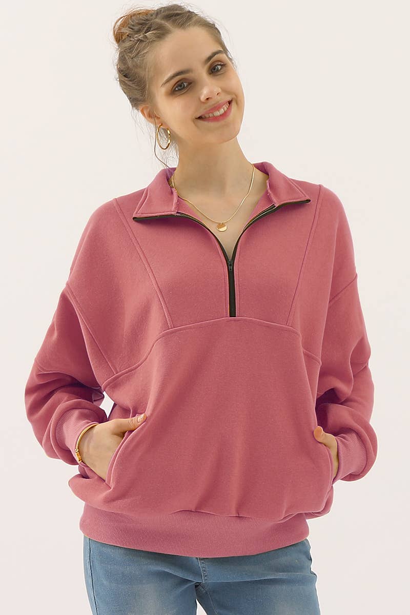 WOMEN SOLID MOCK NECK SHIRT_CWTTL1409