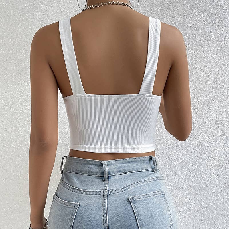 Sleeveless short halter sexy slim-fit halter top