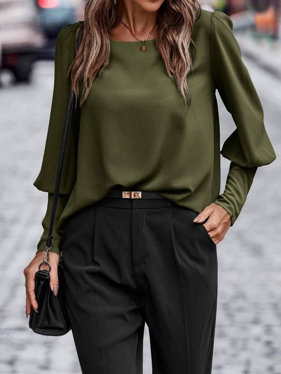 Elegant commuter long sleeve solid color shirt