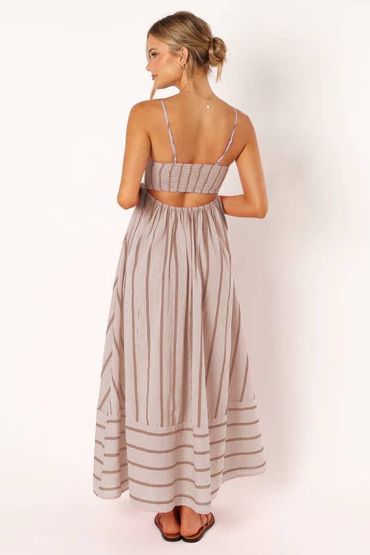 Backless swing Striped sleeveless halter dress