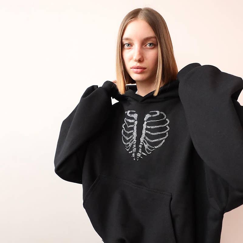 HOODED LONG SLEEVE POCKET LOOSE HOODIE COAT